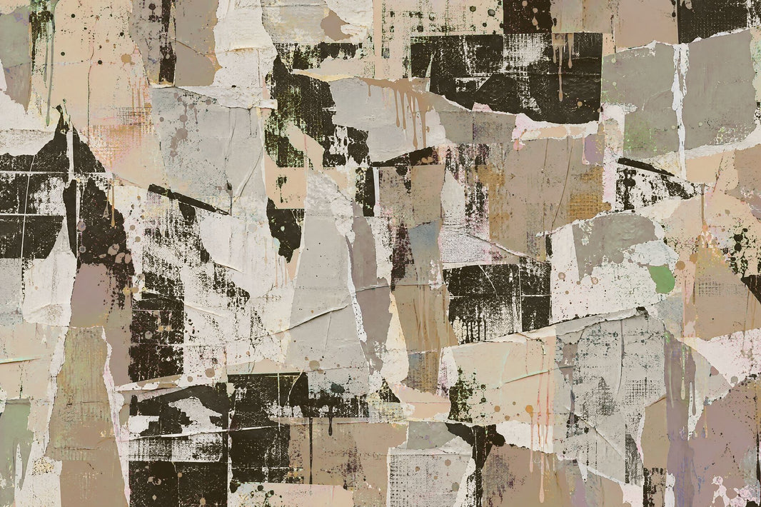 Torn Paper Collage Wallpaper Neutral Grunge Wall Mural pattern artwork