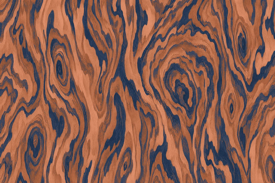 Swirled Wood Grain Wallpaper Navy Veining Wall Mural pattern artwork