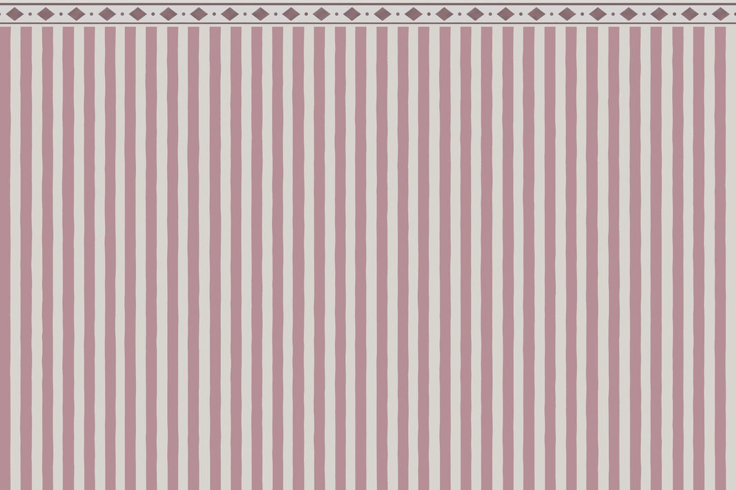 Pink Vertical Stripes Wallpaper Diamond Border Wall Mural pattern artwork