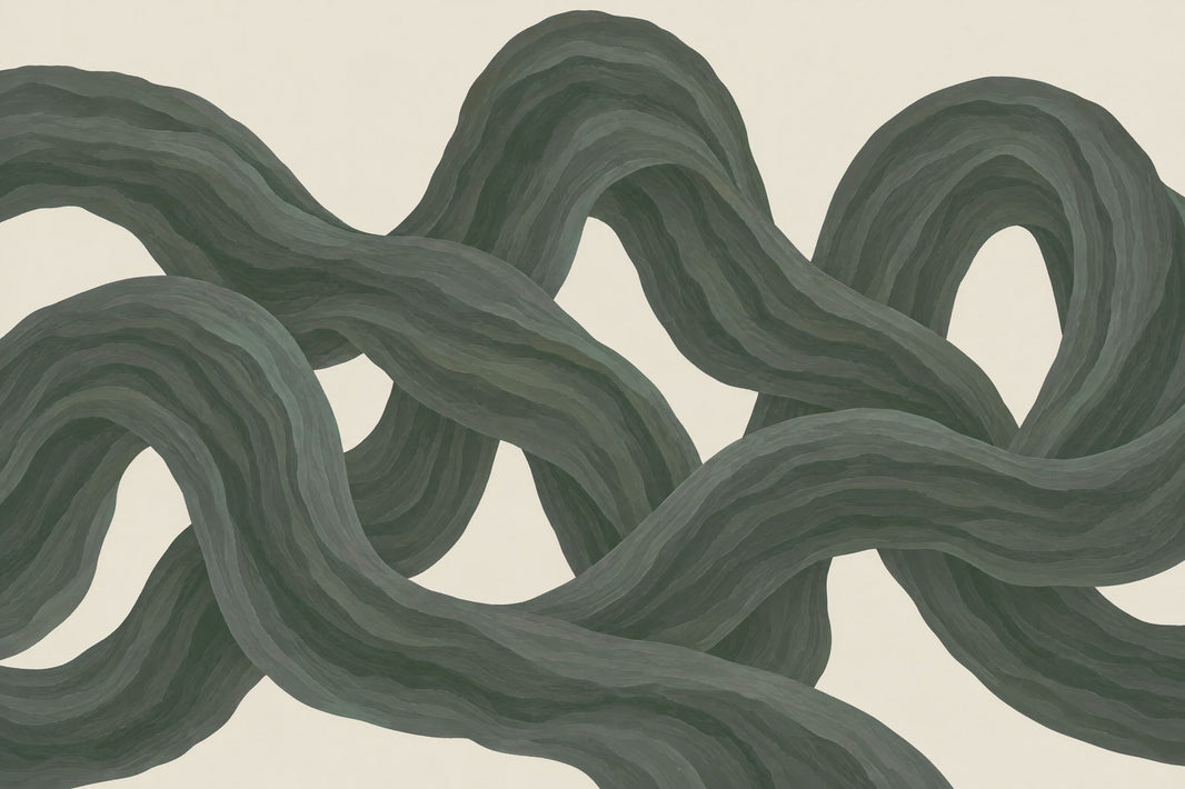 Intertwined Green Ribbons Wallpaper Organic Curves Wall Mural pattern artwork