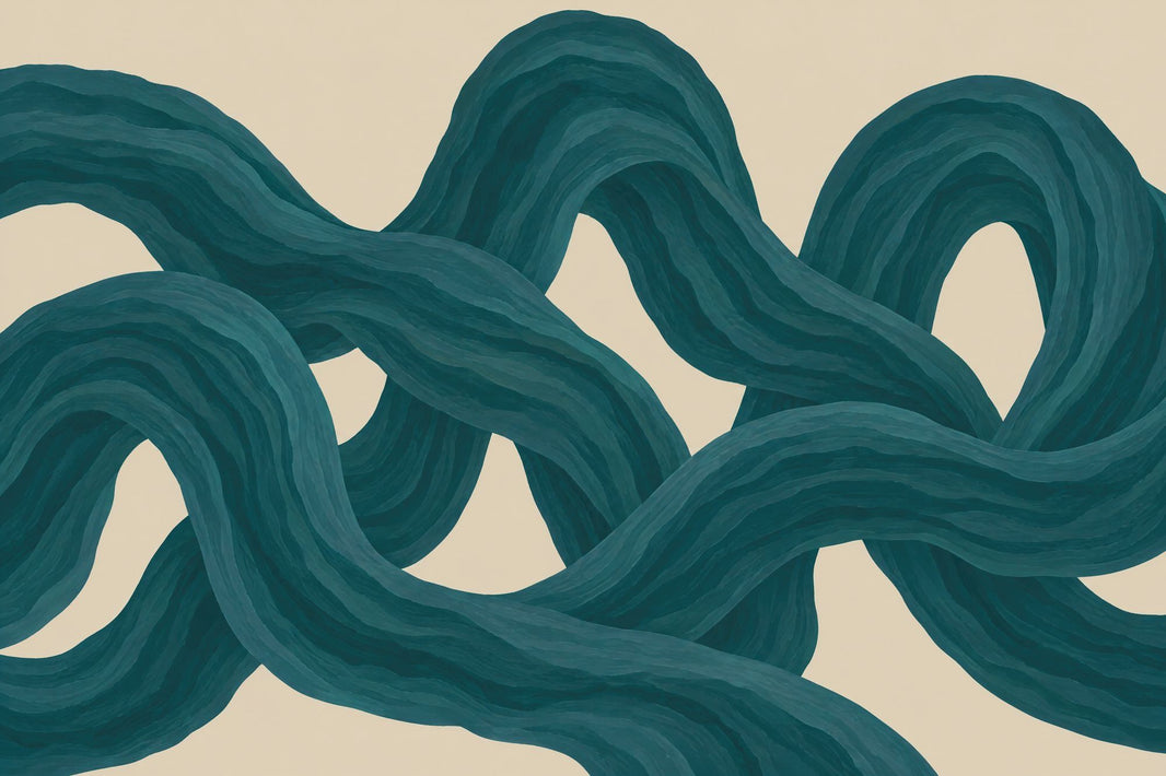 Teal Ribbon Abstract Wallpaper Flowing Curves Wall Mural pattern artwork