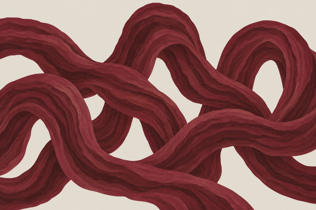 Flowing Red Ribbons Wallpaper Burgundy Cream Wall Mural pattern artwork