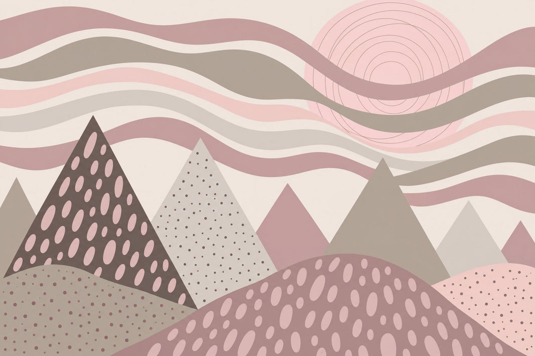 Geometric Mountains Wallpaper Pastel Pink Abstract Wall Mural pattern artwork