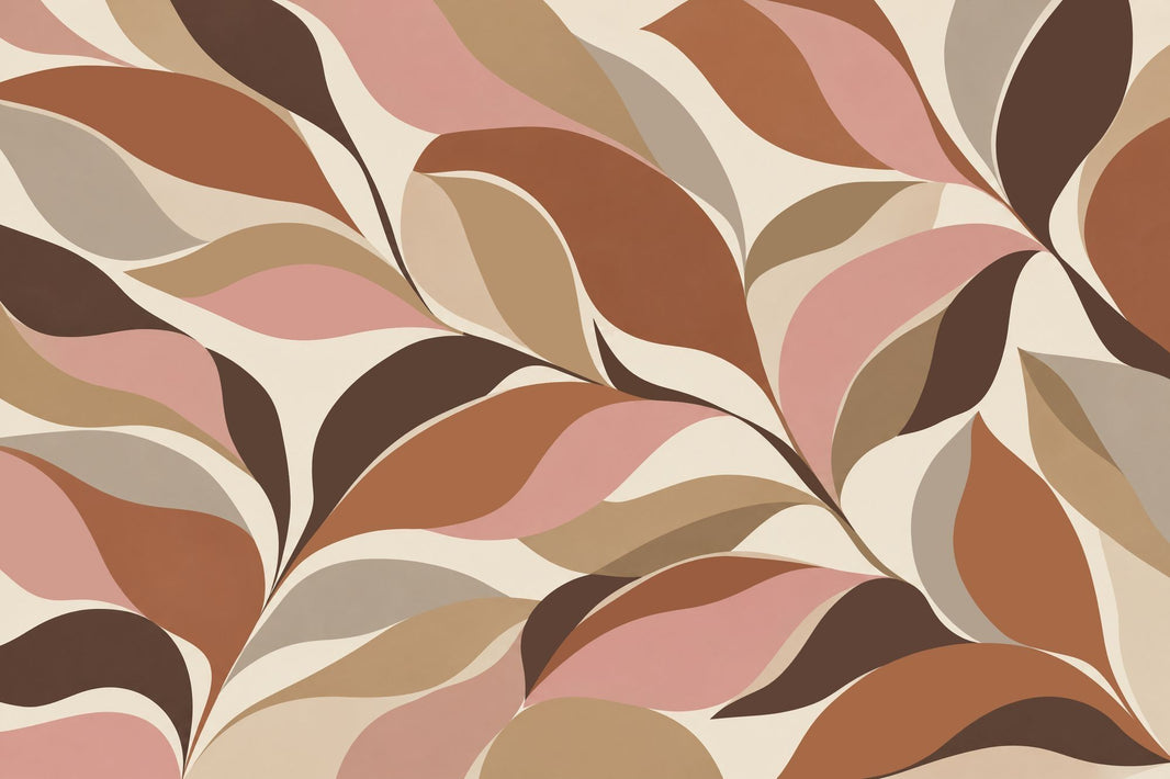 Abstract Leaf Shapes Wallpaper Mid Century Modern Wall Mural pattern artwork