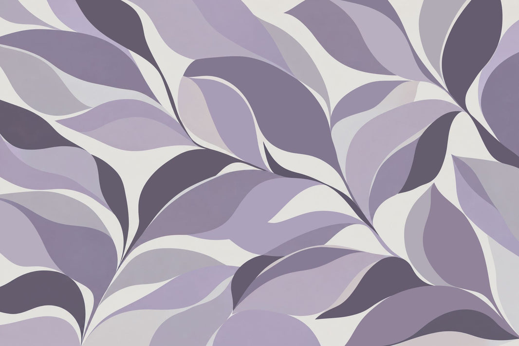 Abstract Layered Leaves Wallpaper Purple Botanical Wall Mural pattern artwork