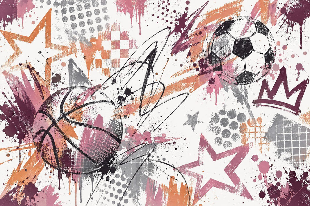 Graffiti Sports Balls Wallpaper Street Art Wall Mural pattern artwork