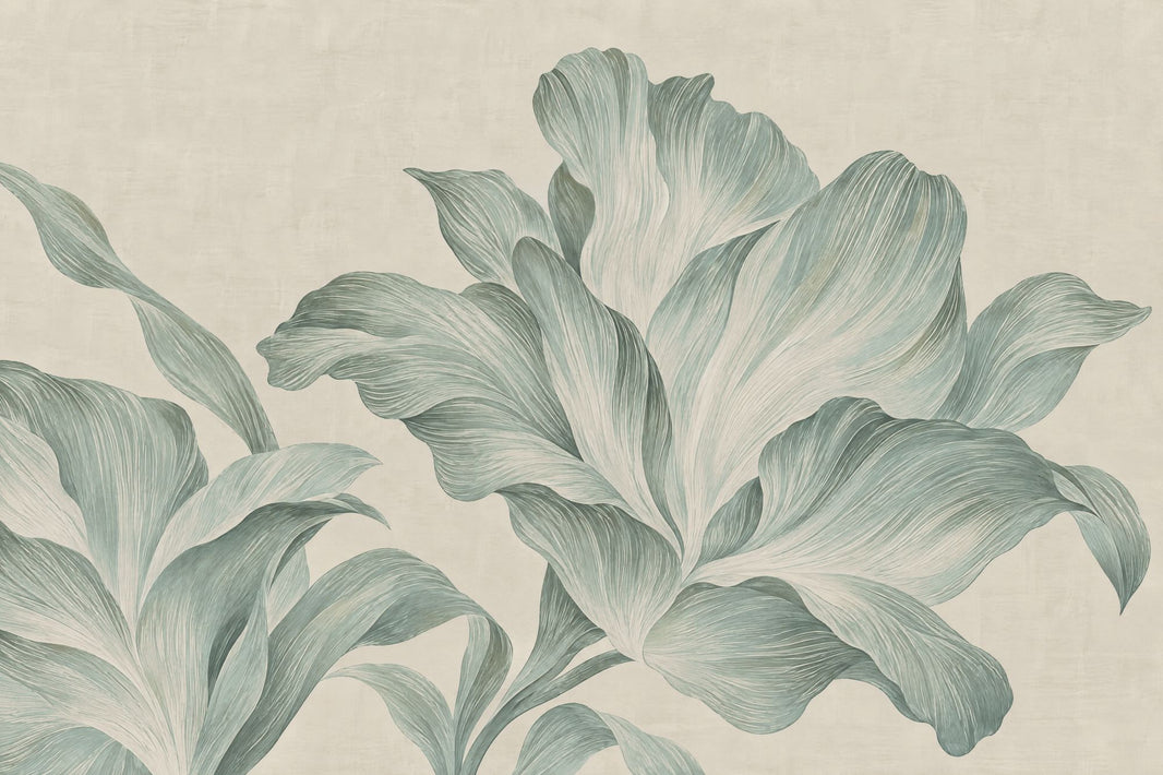 Oversized Botanical Leaves Wallpaper Sage Green Wall Mural pattern artwork