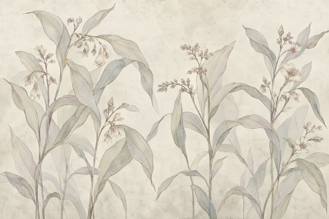 Delicate Wildflower Stems Wallpaper Watercolor Botanical Wall Mural pattern artwork