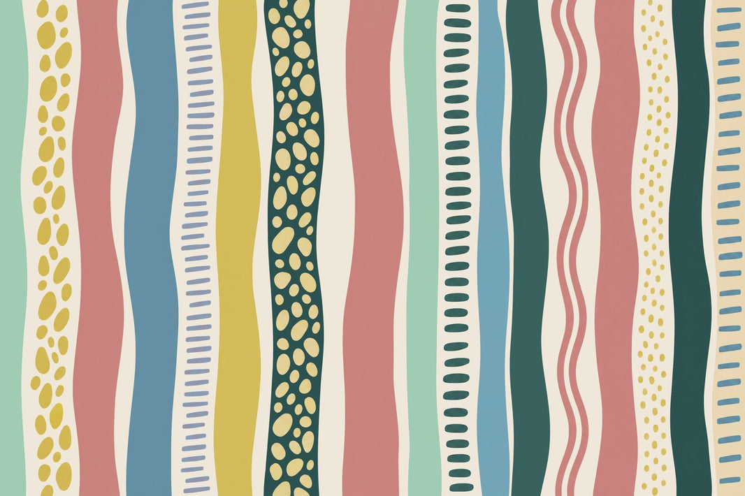 Abstract Wavy Stripes Wallpaper Colorful Hand Drawn Wall Mural pattern artwork