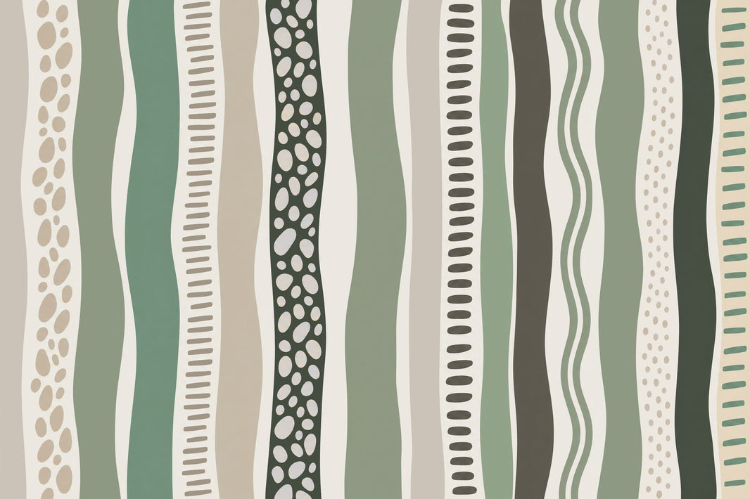 Wavy Vertical Stripes Wallpaper Sage Green Organic Geometric Wall Mural pattern artwork