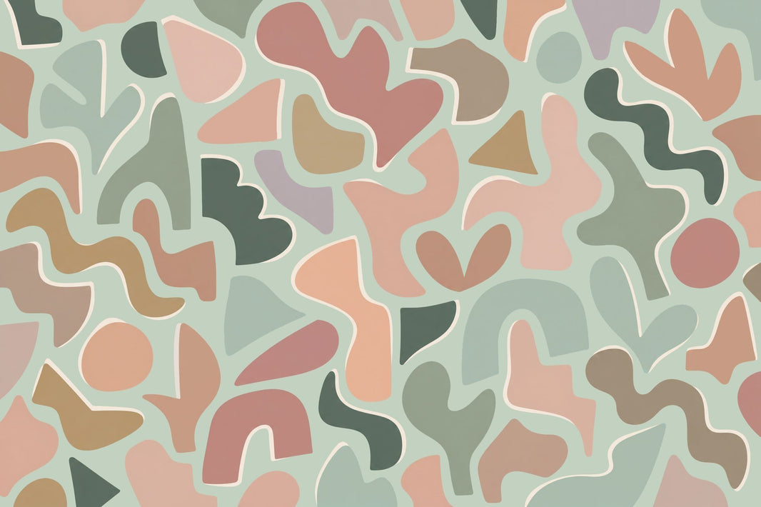 Organic Pastel Shapes Wallpaper Mint Green Modern Wall Mural pattern artwork