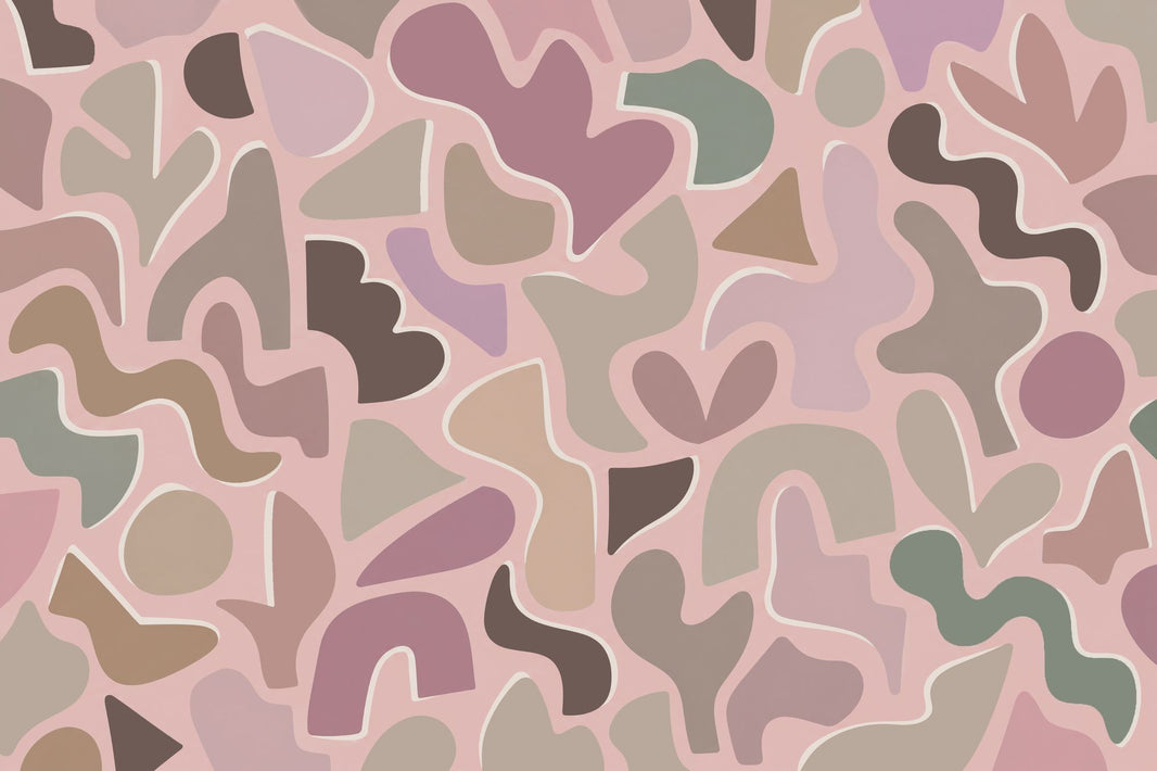 Organic Abstract Shapes Wallpaper Pastel Contours Wall Mural pattern artwork