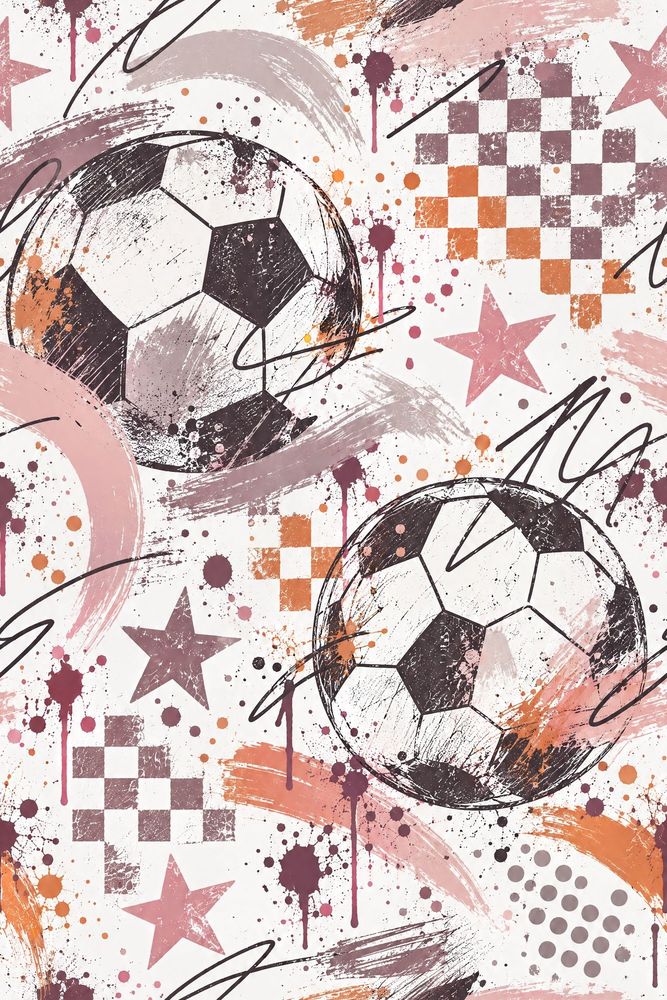 Soccer Balls Wallpaper Graffiti Stars On White Background pattern artwork
