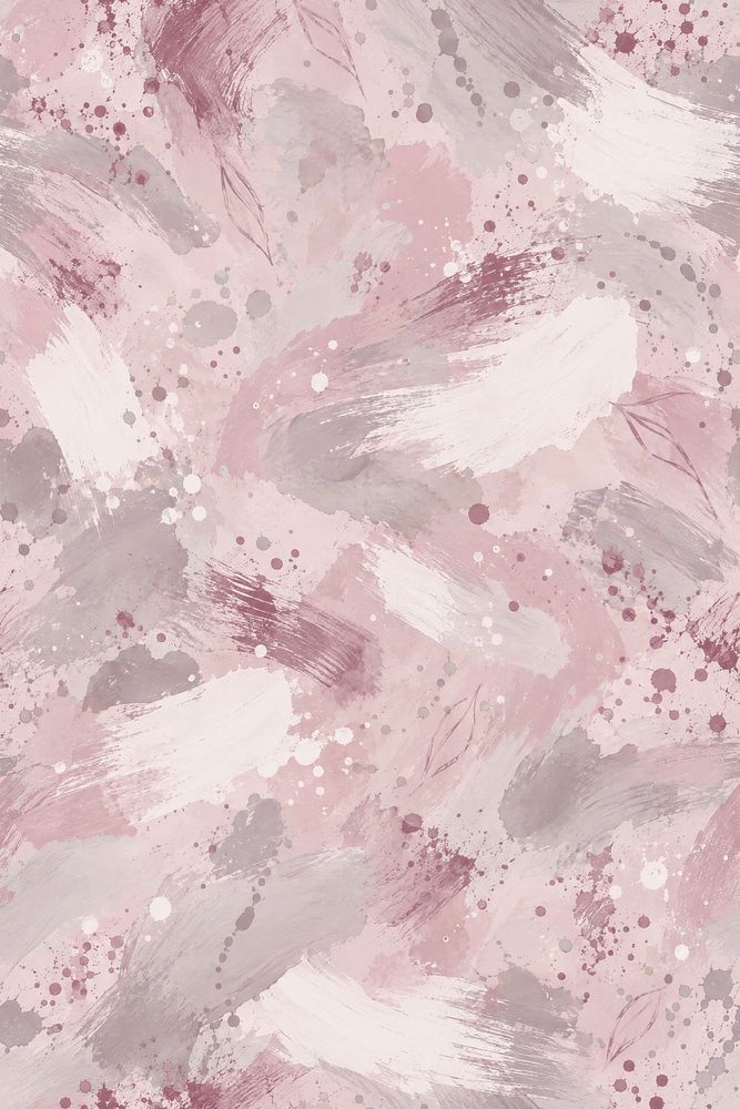 Leaf Outline Brush Strokes Wallpaper Pink Watercolor Splatter pattern artwork