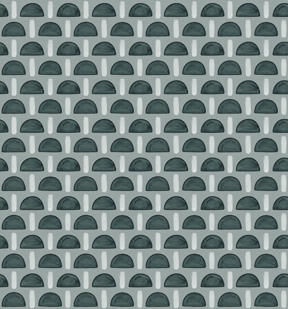 Hand Painted Semicircles Wallpaper Modern Grid In Sage Green pattern artwork