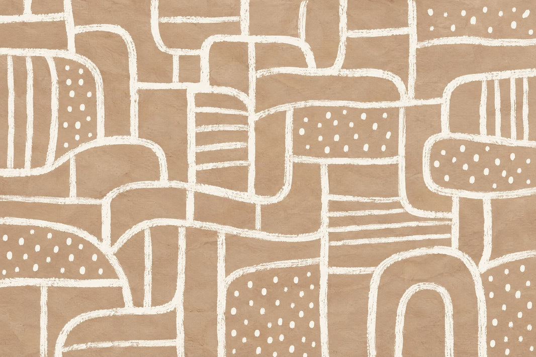 Hand Drawn Arches And Dots Wallpaper Neutral Abstract Wall Mural pattern artwork