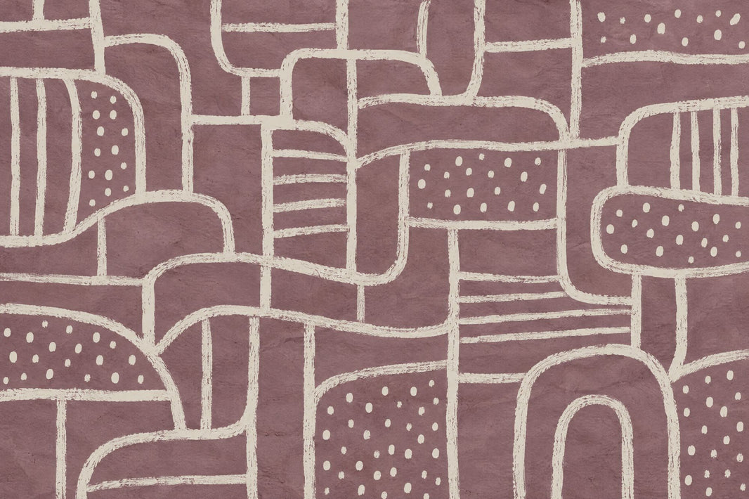 Cream Line Arches Wallpaper Purple Background Wall Mural pattern artwork