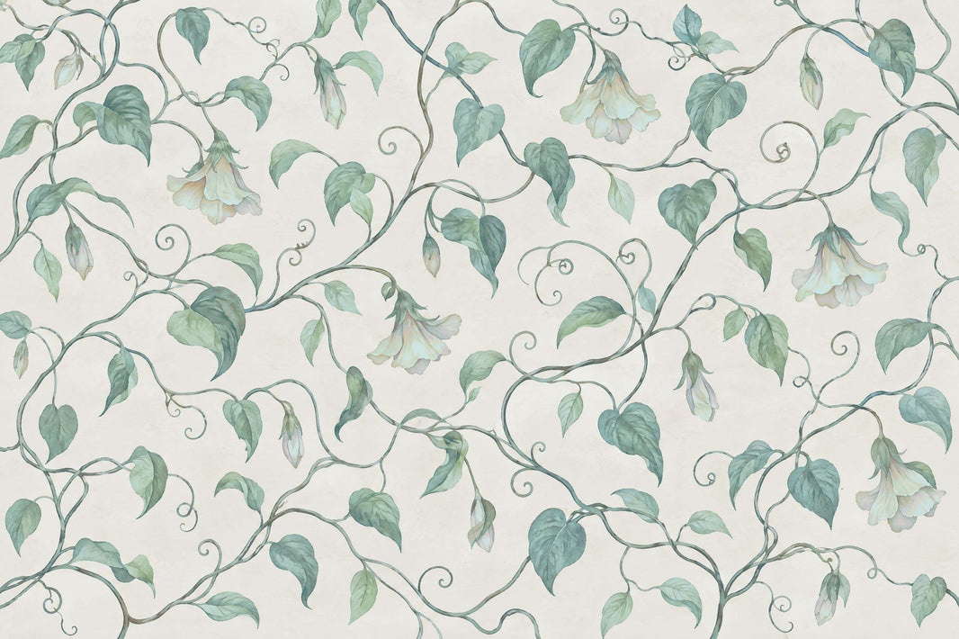 Watercolor Botanical Vines Wallpaper Cream Background Wall Mural pattern artwork