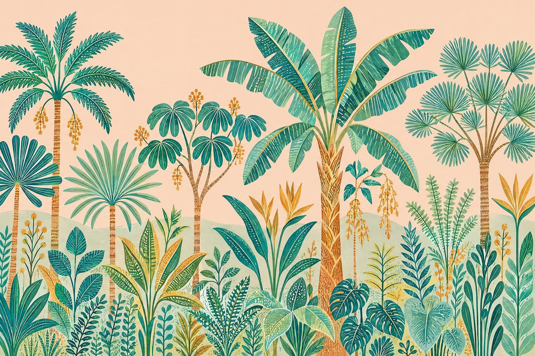 Tropical Palm Trees Wallpaper Retro Botanical Wall Mural pattern artwork