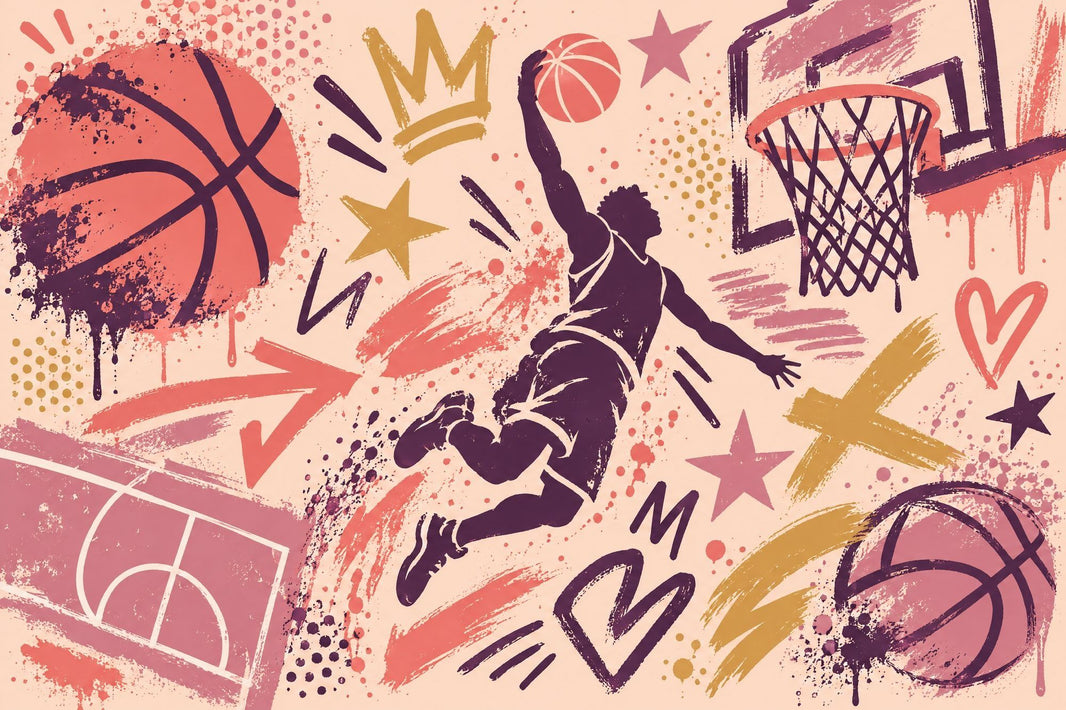 Graffiti Basketball Dunk Wallpaper Street Art Wall Mural pattern artwork