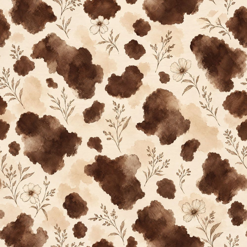 Minimal Botanical Branches Wallpaper Sepia Watercolor Wash pattern artwork