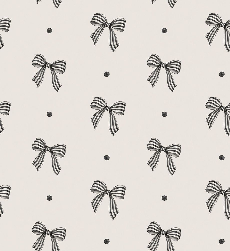 Bow Wallpaper Striped Ribbon And Dot Pattern On Ivory pattern artwork