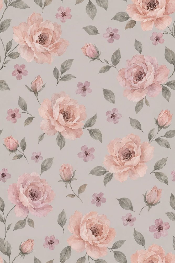 Watercolor Pink Roses Wallpaper Soft Vintage Floral pattern artwork