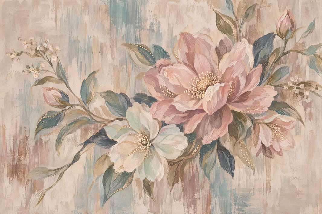Blush Pink Roses Wallpaper Textured Botanical Wall Mural pattern artwork