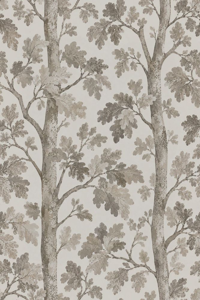 Oak Tree Trunks Wallpaper Neutral Watercolor Forest pattern artwork