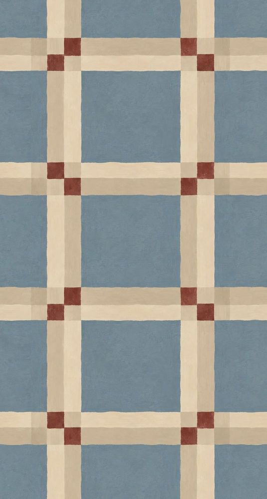 Blue Plaid Grid Wallpaper Ivory Stripes With Red Accents pattern artwork