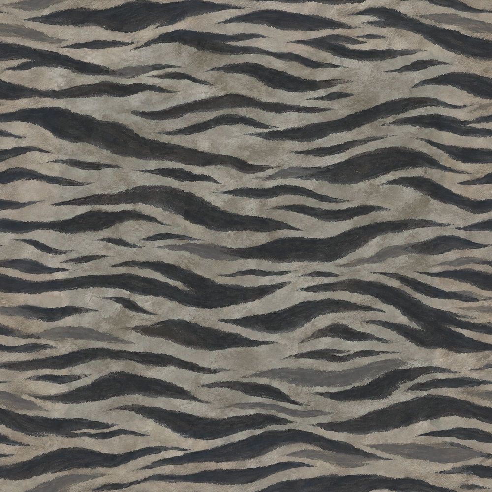 Zebra Stripe Wallpaper Wavy Charcoal Taupe Texture pattern artwork