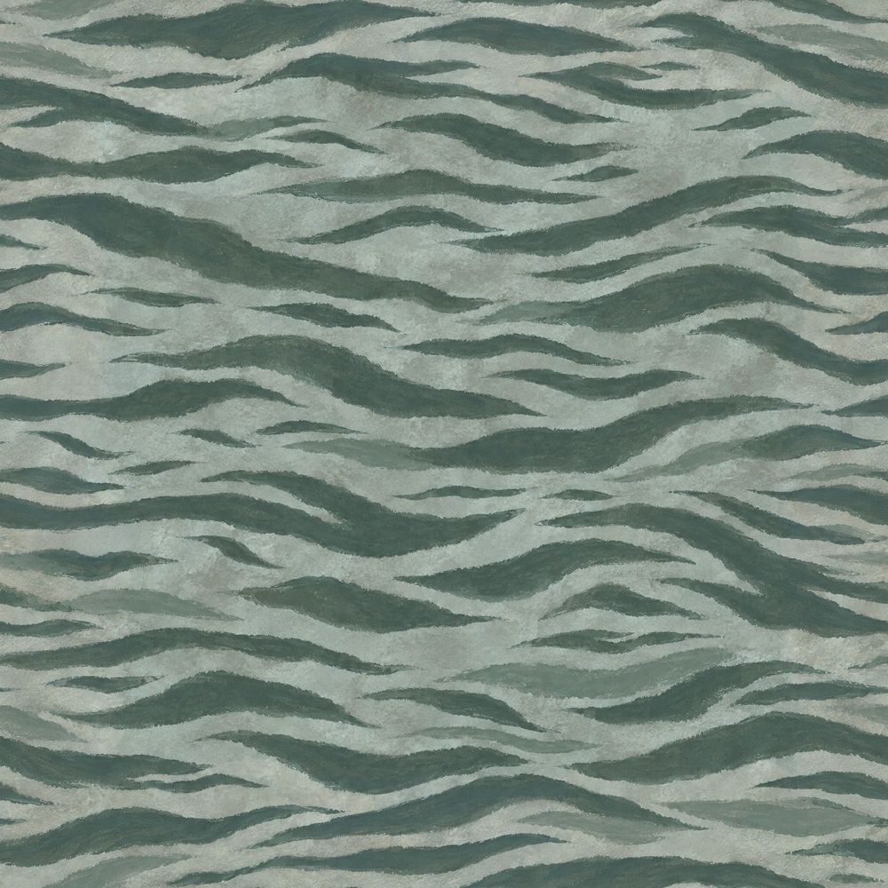 Wavy Brushstroke Bands Wallpaper Muted Green Abstract pattern artwork