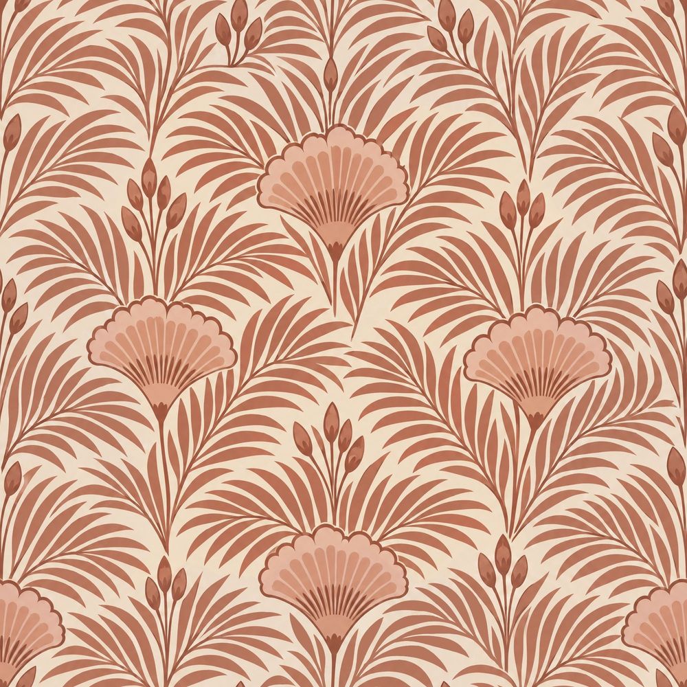 Palm Fronds Wallpaper Art Deco Terracotta Botanical Repeat pattern artwork