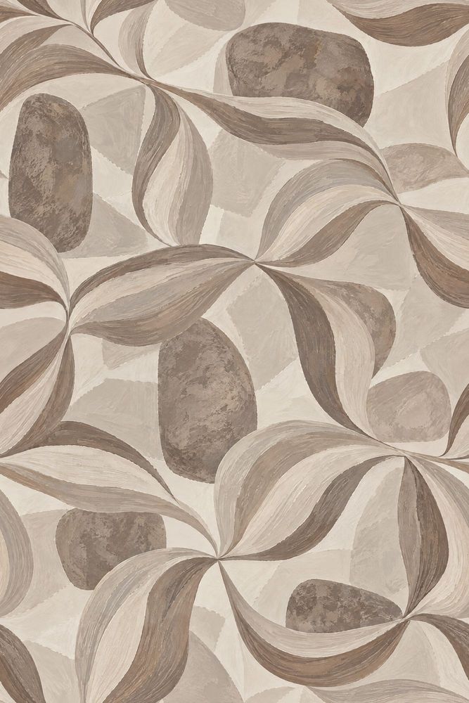 Painted Leaves Wallpaper In Beige Earth Tones pattern artwork
