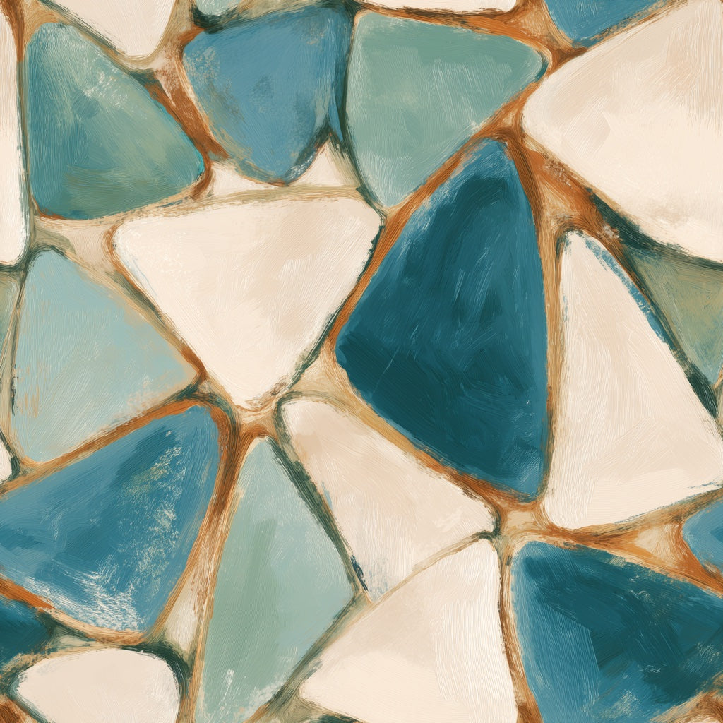 Abstract Mosaic Wallpaper Sea Glass Coastal Decorative Mural pattern artwork