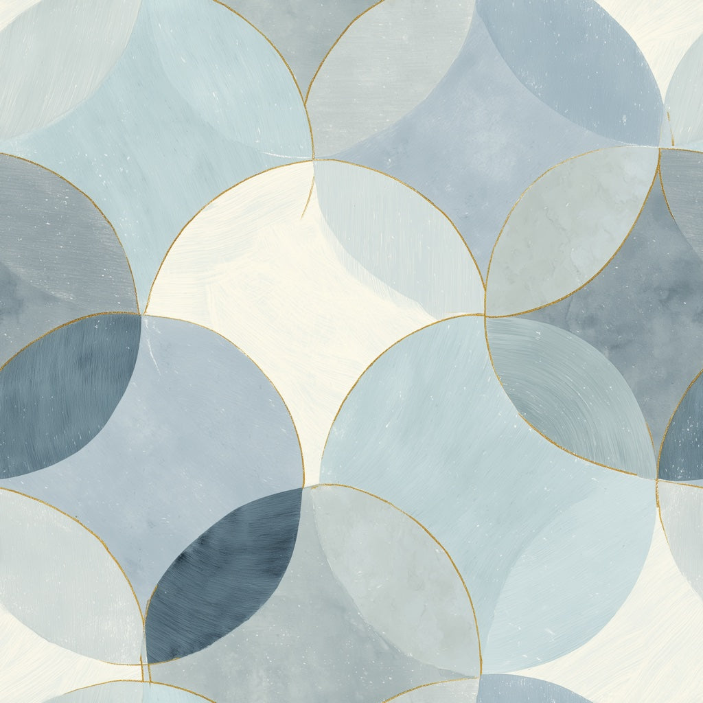 Abstract Geometric Wallpaper Overlapping Circles Gold Outline Removable Wall Decor pattern artwork