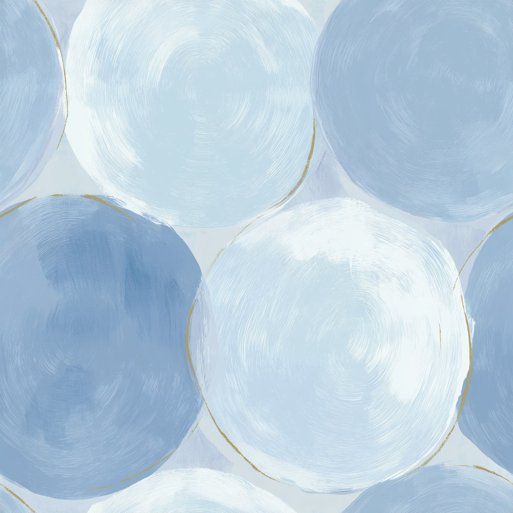 Abstract Circles Wallpaper Geometric Shapes Removable Soft Blue Wall Decor pattern artwork