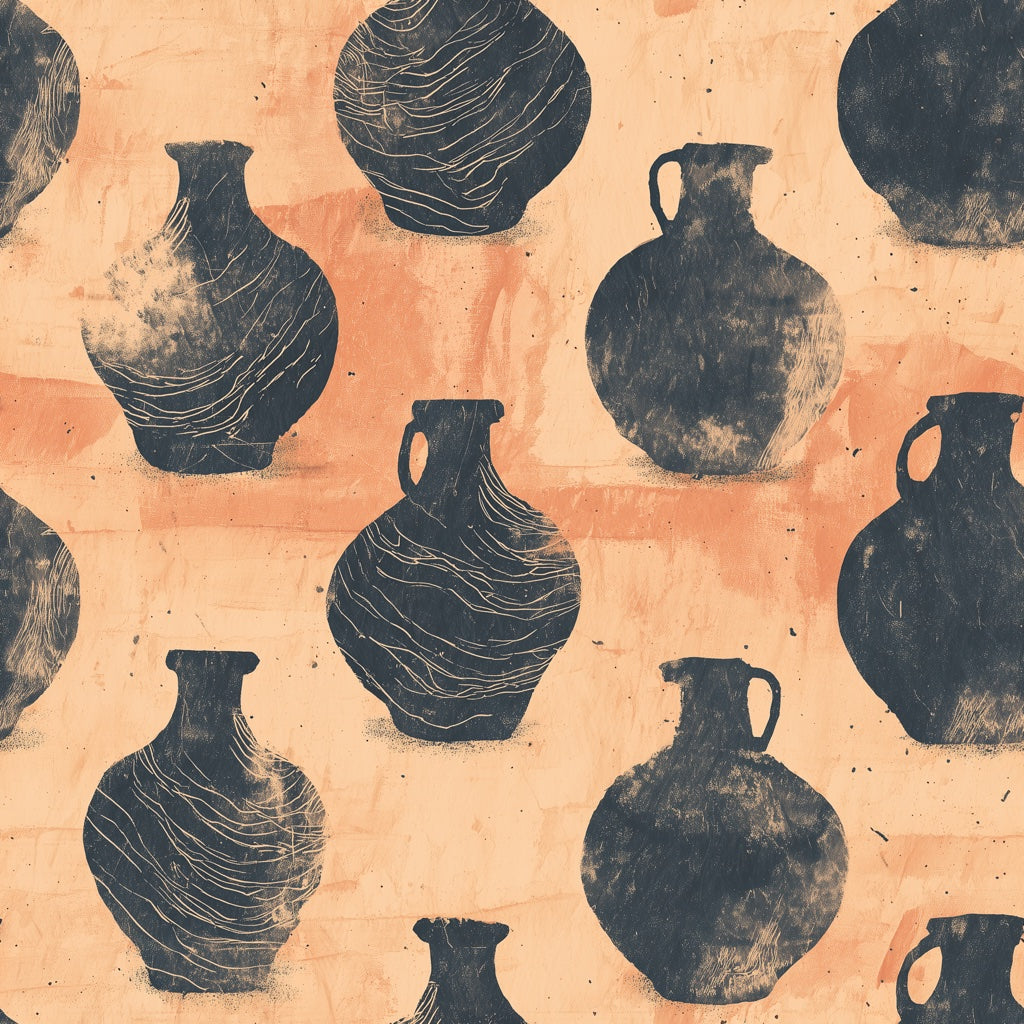Ceramic Vases Wallpaper Pottery Removable Mediterranean Wall Decor pattern artwork