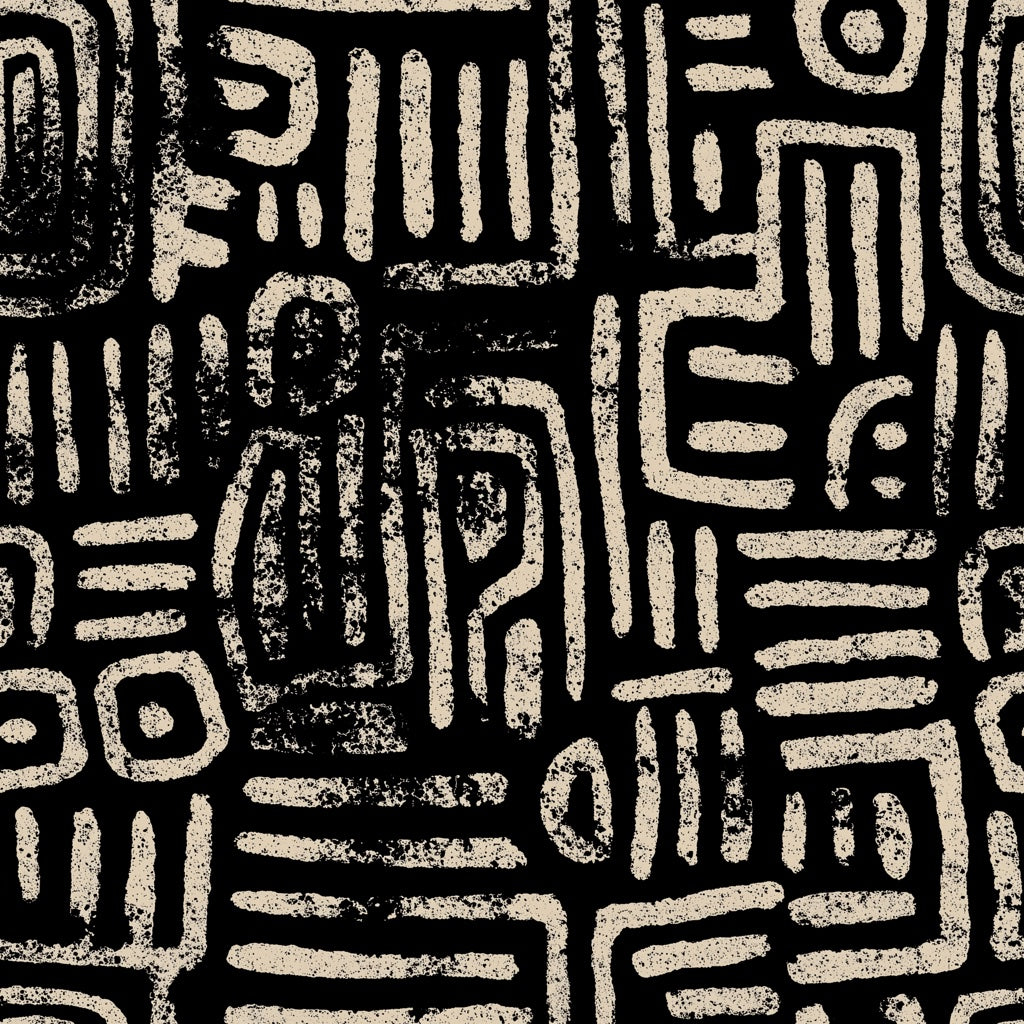 Abstract Geometric Wallpaper Tribal Glyphs Removable Chalk Texture Wall Decor pattern artwork
