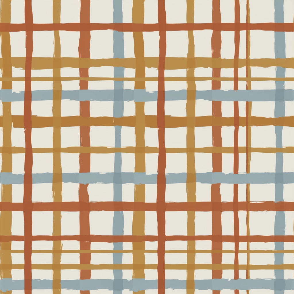 Abstract Plaid Wallpaper Hand Painted Brushstrokes Checkered Grid Removable Wall Decor pattern artwork