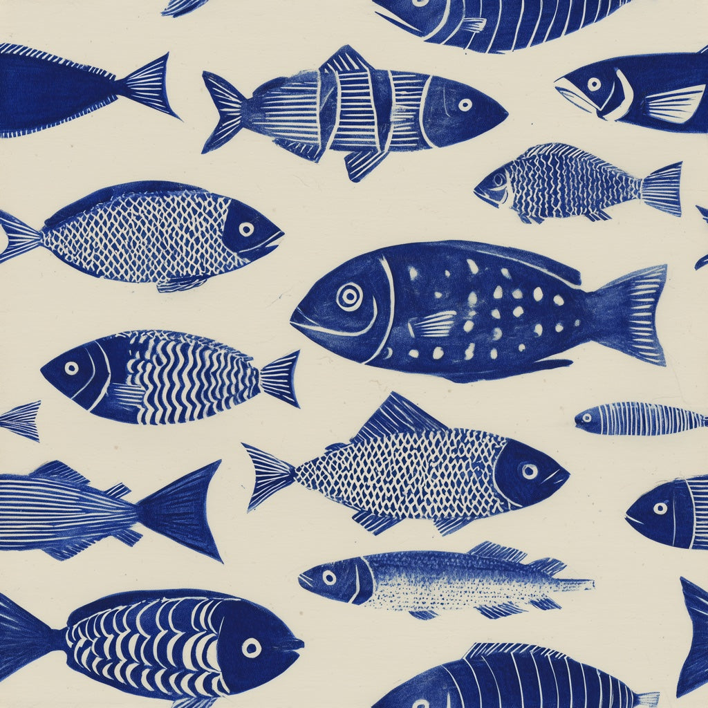 Fish Wallpaper Coastal Removable Nautical Wall Decor pattern artwork