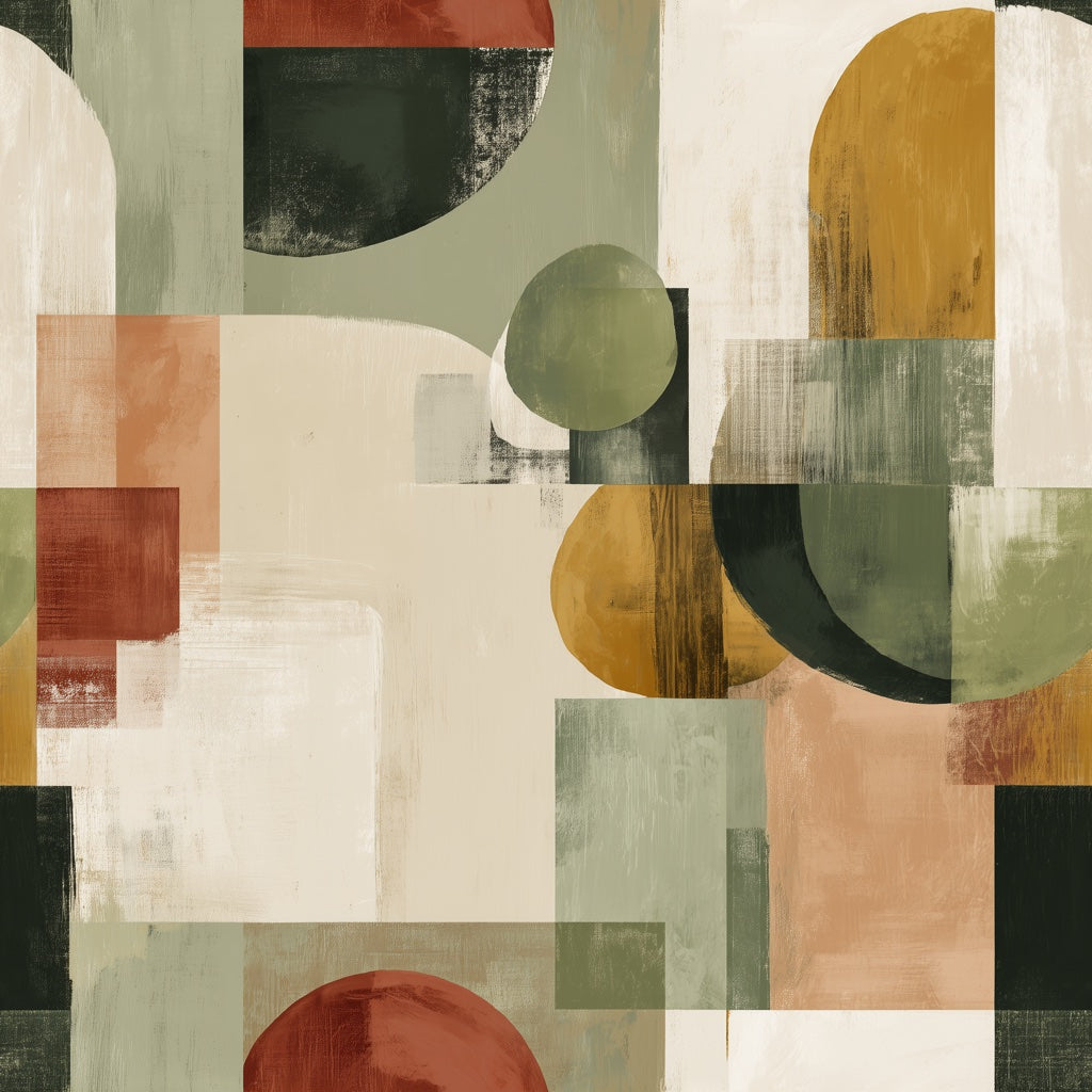 Mid-Century Modern Wallpaper Retro Removable Geometric Wall Decor pattern artwork