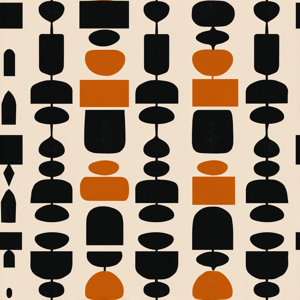 Mid Century Modern Wallpaper Totem Removable Wall Decor pattern artwork