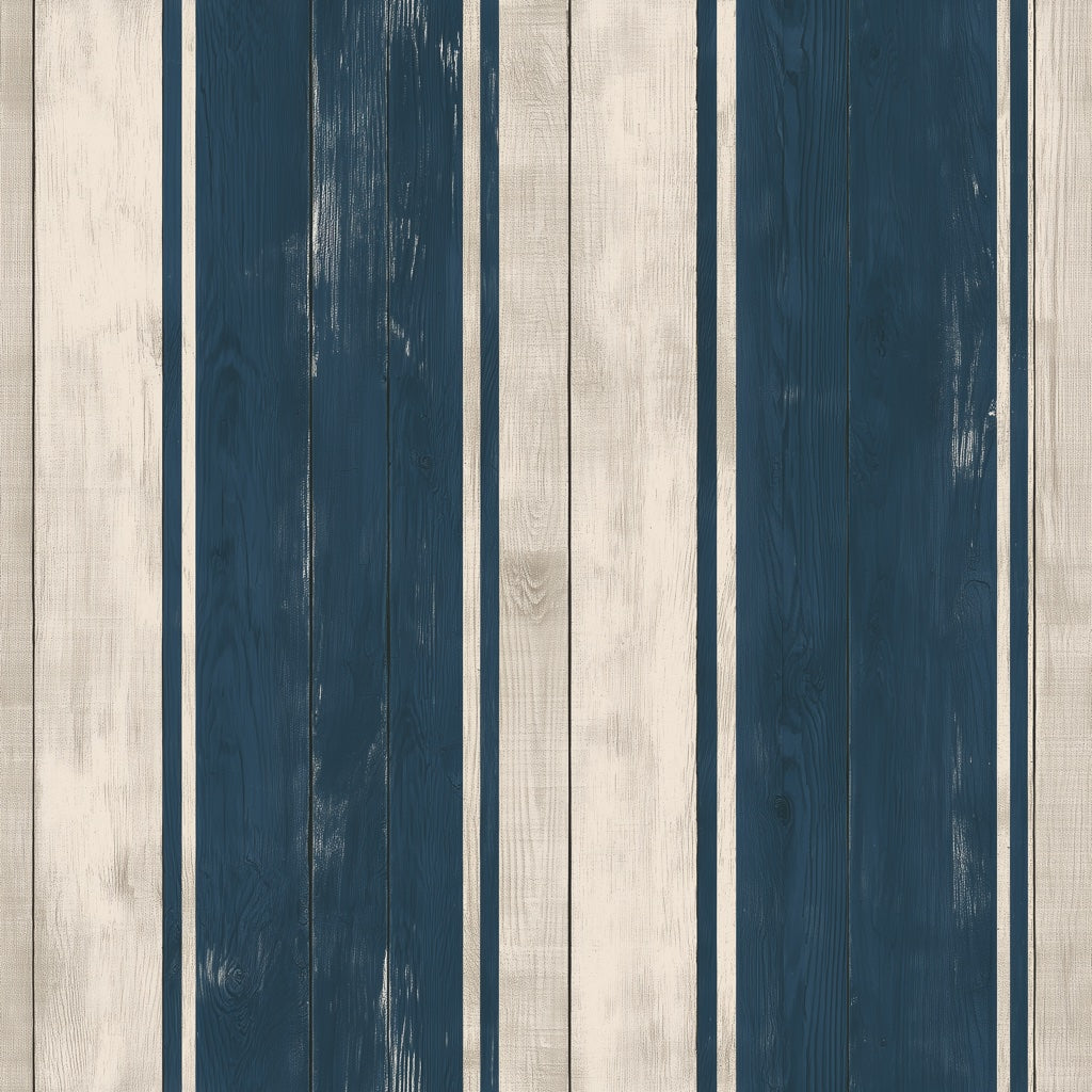 Navy And White Stripes Wallpaper Vertical Wood Planks Shiplap Texture Removable Wall Decor pattern artwork