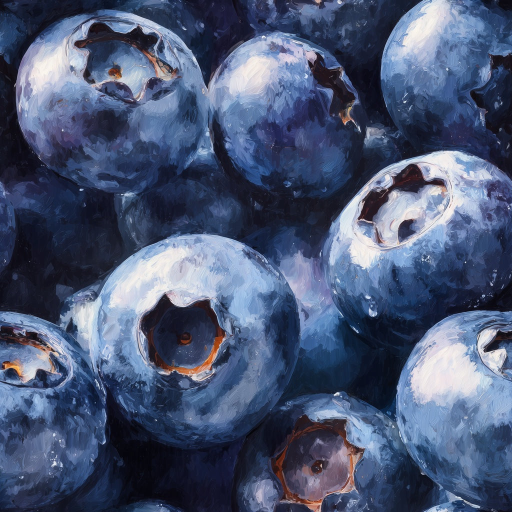 Blueberries Wallpaper Macro Fruit Painterly Texture Decorative Mural pattern artwork