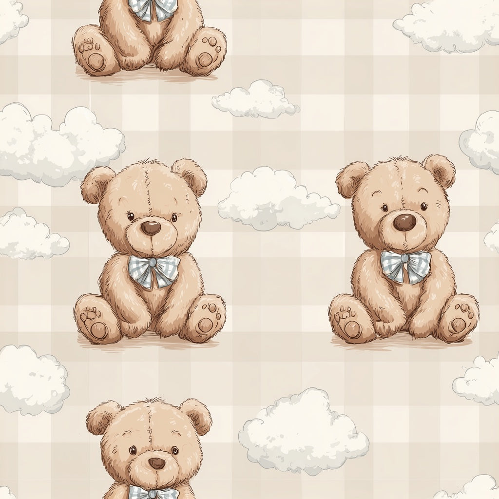 Teddy Bear Wallpaper Nursery Removable Clouds Wall Decor pattern artwork
