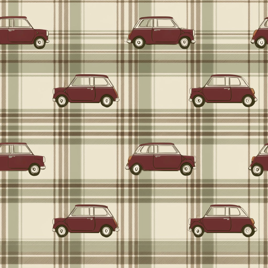Vintage Car Wallpaper Retro Automobile Removable Plaid Wall Decor pattern artwork