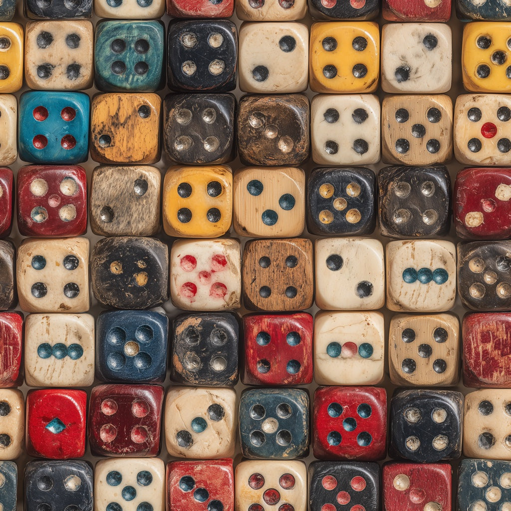 Vintage Dice Wallpaper Geometric Grid Distressed Texture Decorative Mural pattern artwork