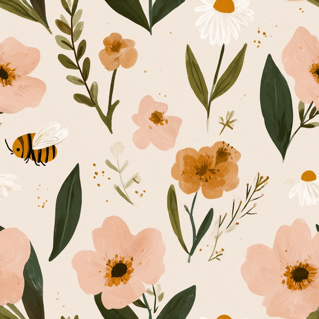 Wildflowers Wallpaper Floral Botanical Decorative Mural pattern artwork
