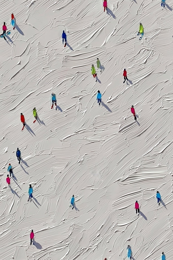 Skiers Wallpaper Winter Sports Bright Decorative Mural pattern artwork